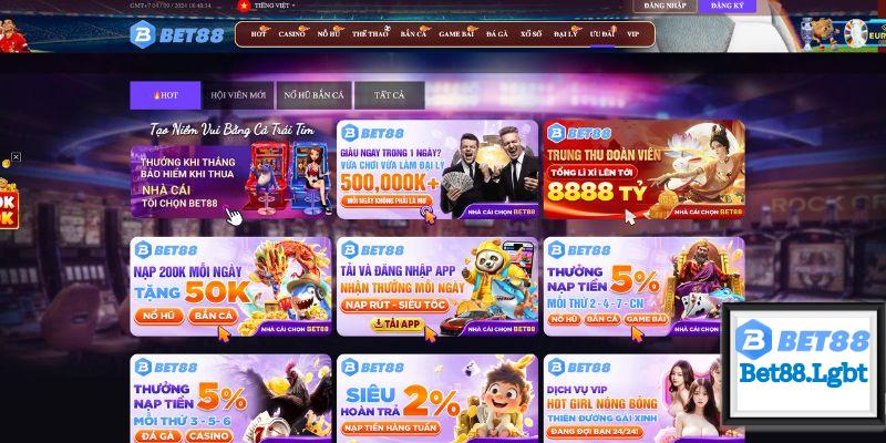 Khuyến mãi ấn tượng BET88 chia sẻ tại sảnh Slot Game